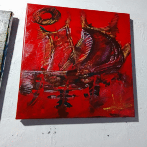 Crimson Rhythm Abstract Canvas Art